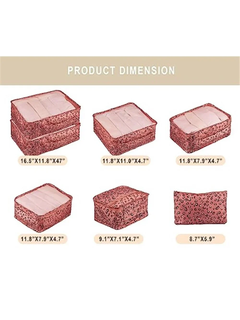 Travel Packing Cubes Set Luggage Organizer Bags Shoe Bag Mesh Storage 7 Piece